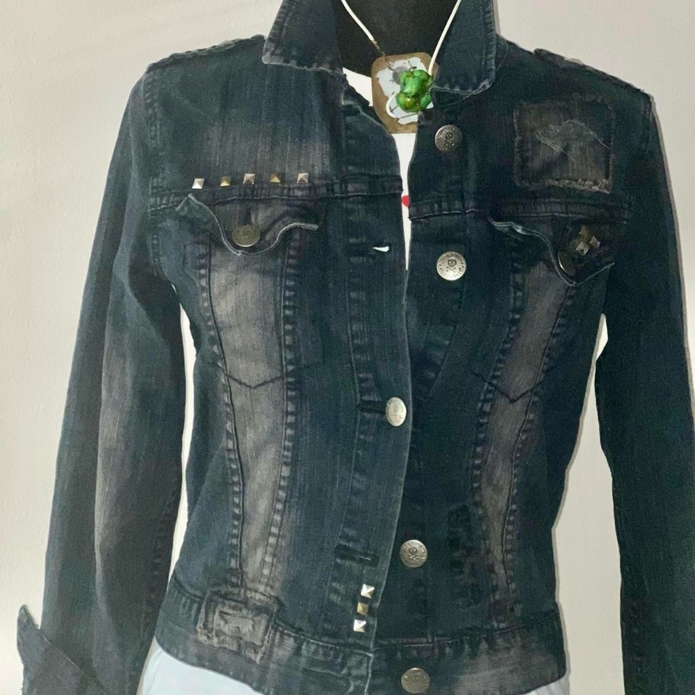 Abbey Dawn Distressed Black Jean Jacket
